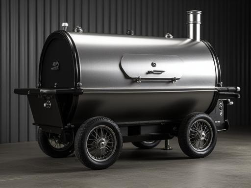 En specialbyggd rökgrill i rostfritt stål.